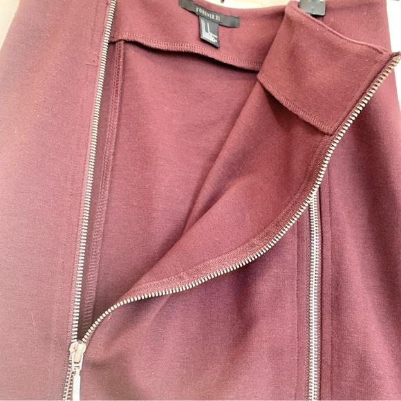 Maroon Wine Red Double-Zip Front Mini Skirt - Picture 3 of 4